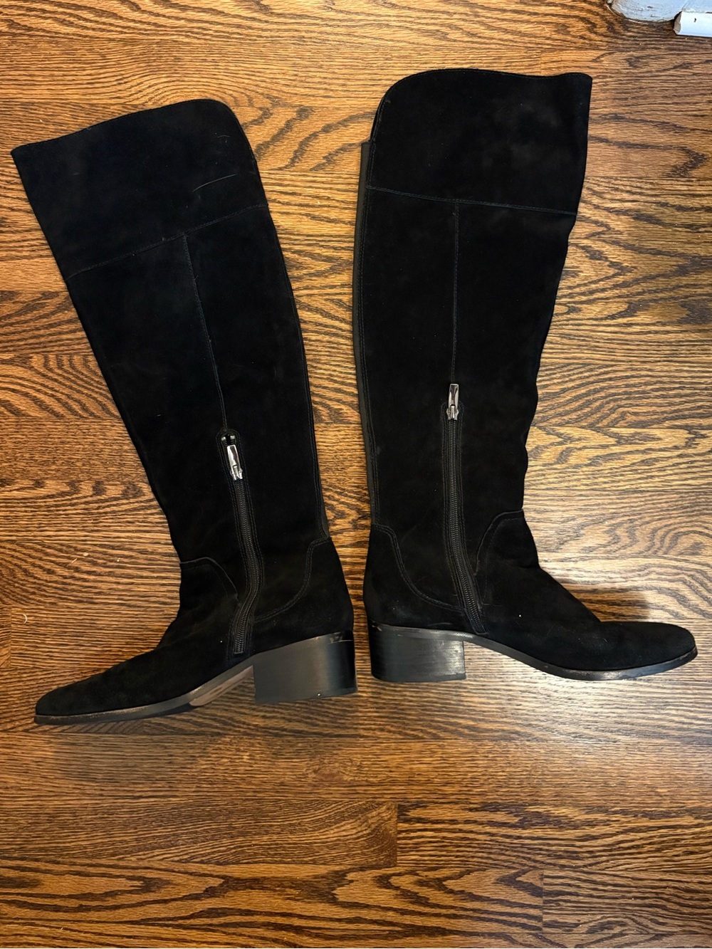Vince Camuto Black Suede Over-the-Knee Zip Boots